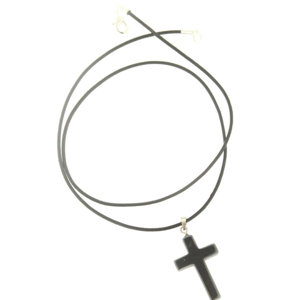 NWT Protection Black Hematite Cross Necklace
